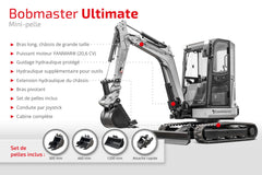Mini-pelle Bobmaster Ultimate neuve – 2680 kg, diesel Yanmar, bras articulé neuve